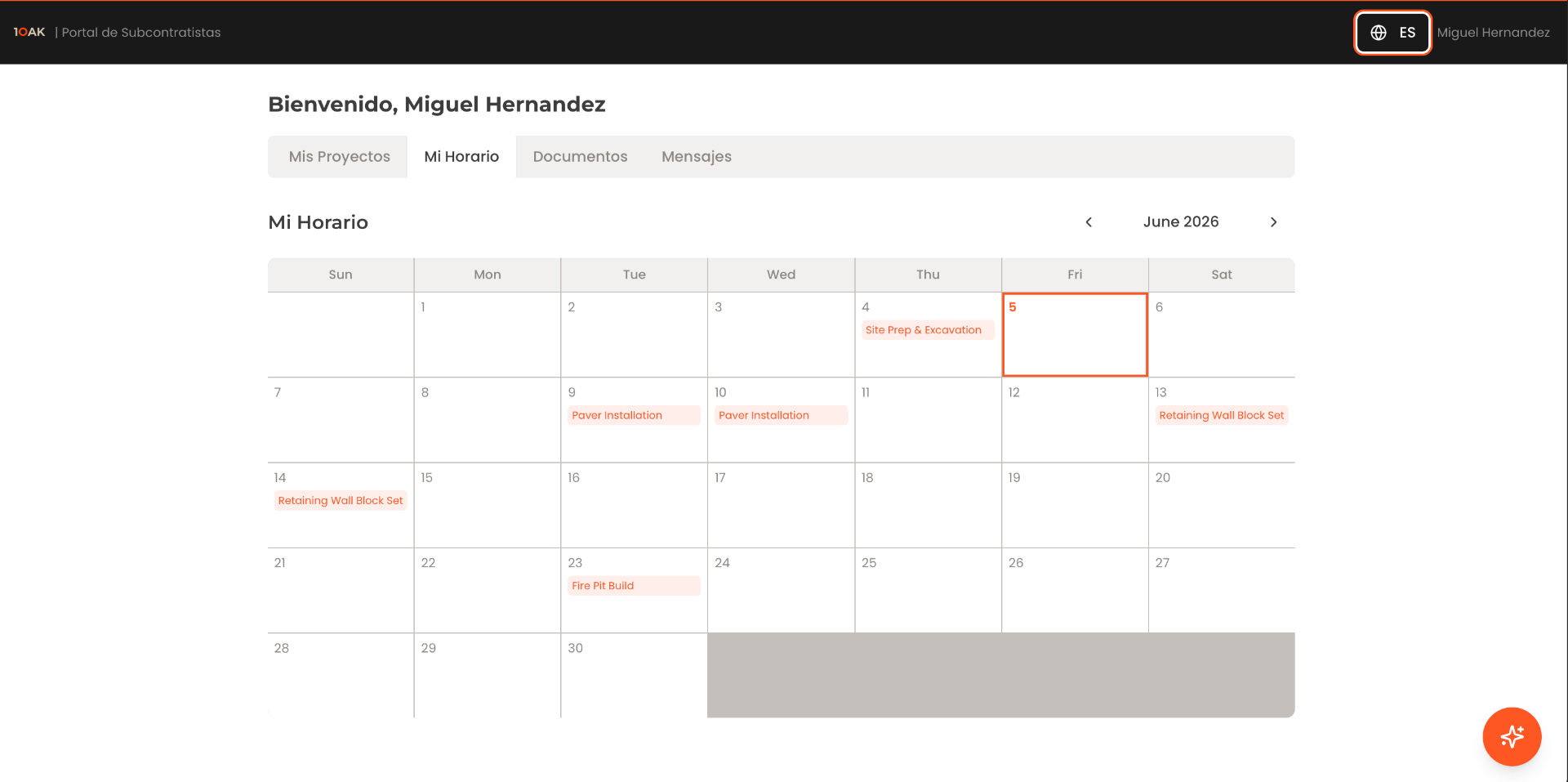 Sub-contractor portal
