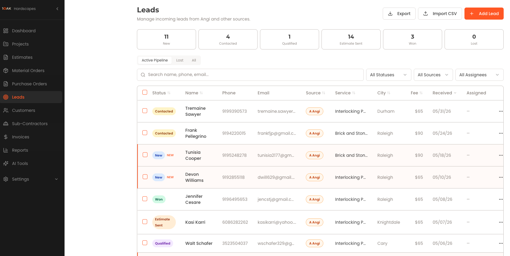 Leads board screenshot